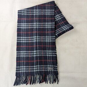 Authentic Burberry Blue Lambswool Nova Check Scarf Unisex Statement